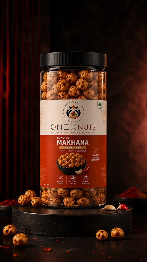 ONEXNUTS Roasted Makhana – Peri Peri | Light & Crispy Fox Nuts | 70g